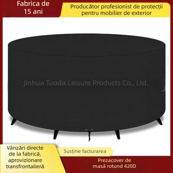 Husă rotundă pentru masă, din 420D Oxford, impermeabilă, pentru exterior, protecție pentru mobilier