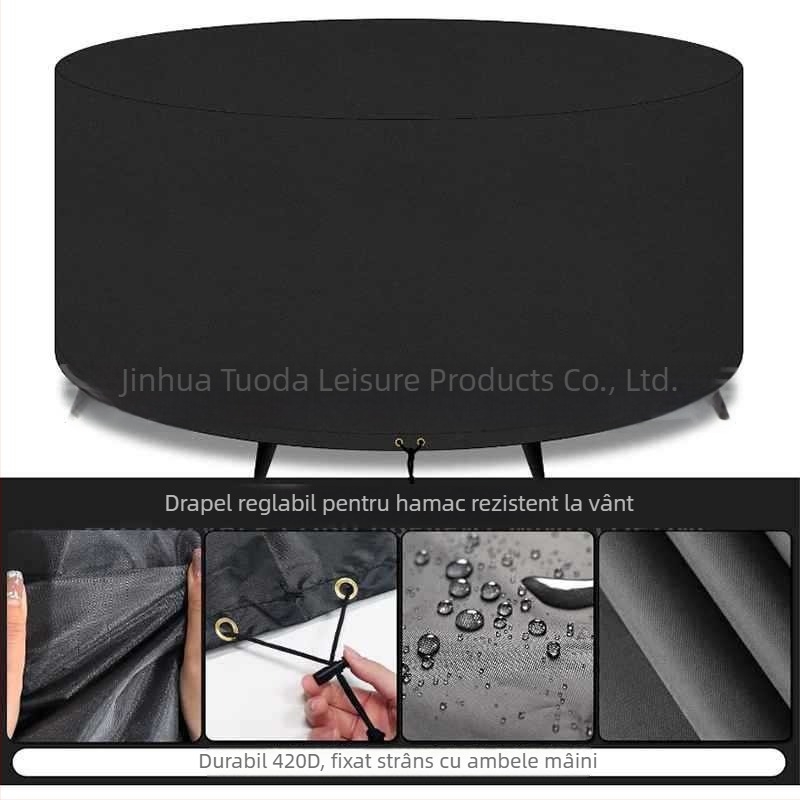 Husă rotundă pentru masă, din 420D Oxford, impermeabilă, pentru exterior, protecție pentru mobilier