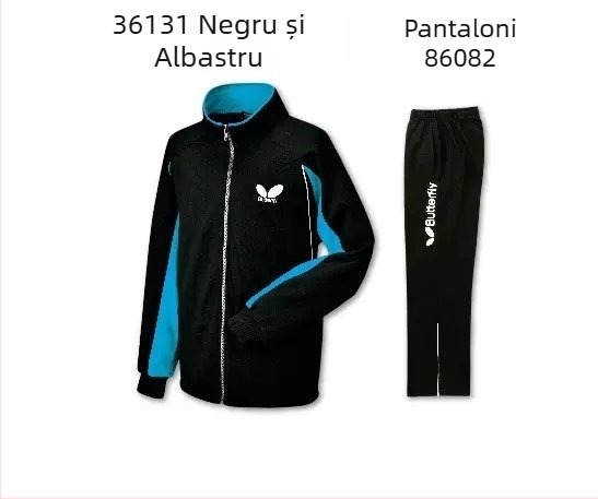 Set de echipament tenis de masă - uscare rapidă, jachetă cu mâneci lungi și pantaloni, pentru bărbați și femei; 100% poliester, amestec de fibre chimice