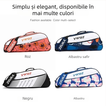 Geantă pentru rachete badminton/tenis – Capacitate 3 rachete, Curea pe un umăr, Unisex, Pânză și poliester, Brand Ywyat