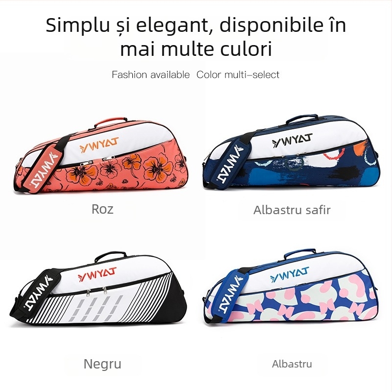 Geantă pentru rachete badminton/tenis – Capacitate 3 rachete, Curea pe un umăr, Unisex, Pânză și poliester, Brand Ywyat