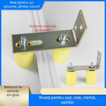 Roată ghidaj din nylon pentru uși glisante și benzi transportoare — diametru exterior 1, diametru ax 1, rază a canelurii pentru frânghie 1, grosimea pereților 1