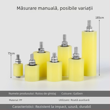 Roată ghidaj din nylon pentru uși glisante și benzi transportoare — diametru exterior 1, diametru ax 1, rază a canelurii pentru frânghie 1, grosimea pereților 1