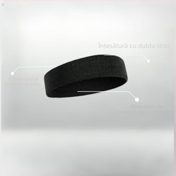 Kemanda bandă de cap sport – respirabilă, absorbantă a transpirației; material: fibră de poliester, polipropilenă, fibră elastică; potrivită pentru alergare, fitness, ciclism, baschet, fotbal, tenis
