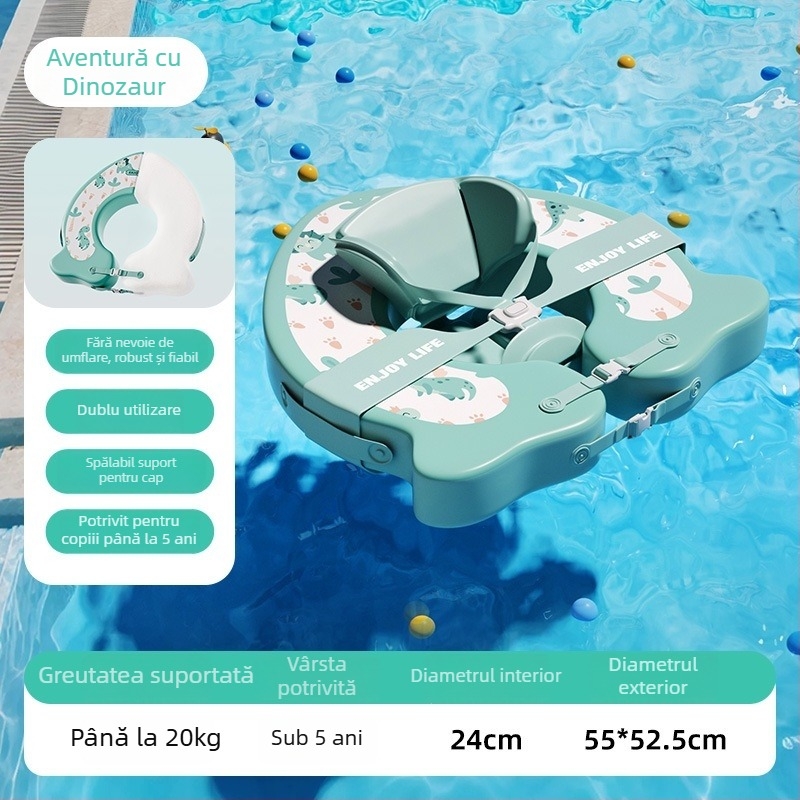 Inel de baie gonflabil reglabil pentru copii, cu design ursuleț desen animat, din PVC ecologic, potrivit pentru piscine și parcuri acvatice