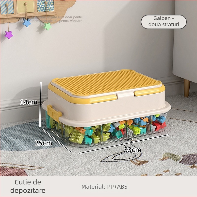 Cutie de depozitare pentru jucării și organizator pentru blocuri de construcție, compartimente pentru piese mici — construcție din plastic, logo personalizabil, stil modern minimalist