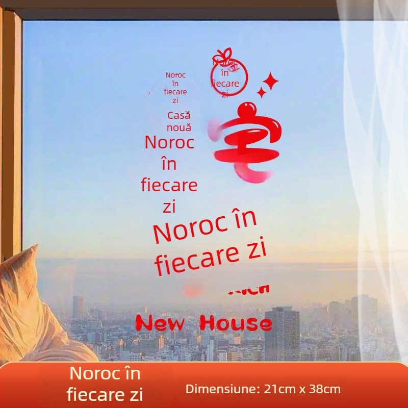 Autocolant decorativ pentru fereastră – folie electrostatică, simbol norocos pentru mutare, ambalaj opp bag, cadou