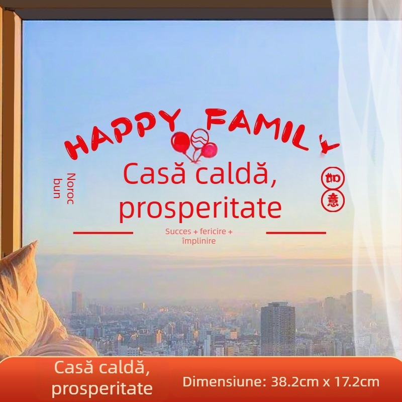 Autocolant decorativ pentru fereastră – folie electrostatică, simbol norocos pentru mutare, ambalaj opp bag, cadou