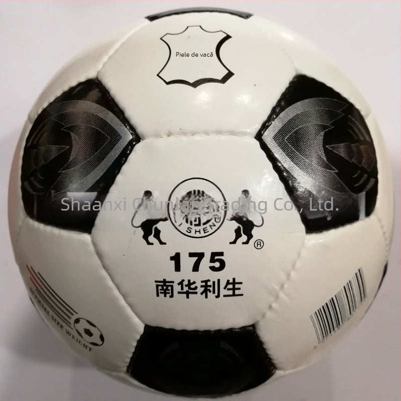 Minge de fotbal din piele de vită, cusută manual, Nr.5, pentru meciuri și antrenamente