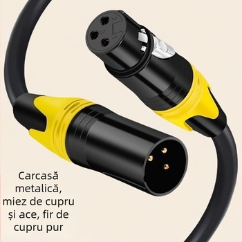 Cablu XLR de extindere pentru microfon, cu miez din cupru pur, conductori din cupru, ambalat într-o pungă