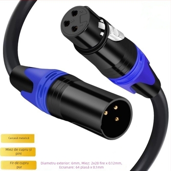 Cablu XLR de extindere pentru microfon, cu miez din cupru pur, conductori din cupru, ambalat într-o pungă