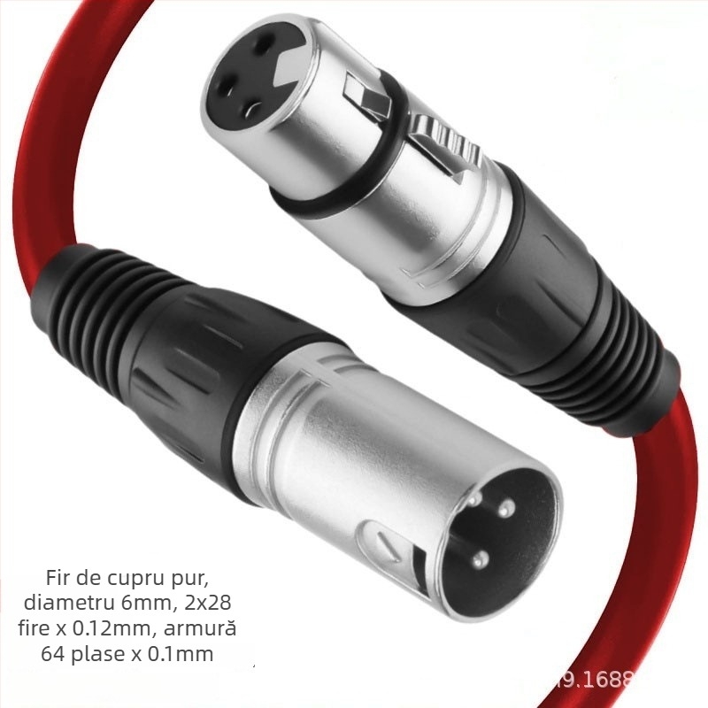 Cablu XLR de extindere pentru microfon, cu miez din cupru pur, conductori din cupru, ambalat într-o pungă