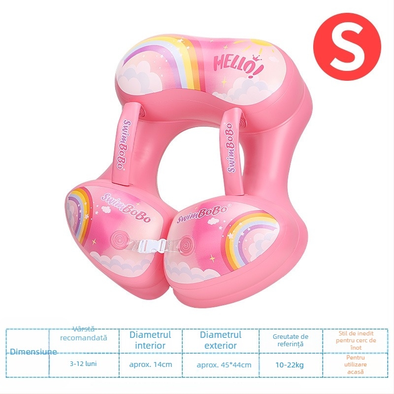 Inel de înot pentru copii, design îngroșat în zona subsuoarei, model urs de desene animate, PVC ecologic, grosime 0,35 mm, umflare manuală