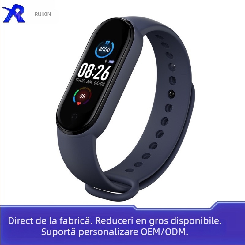M5 Brățară inteligentă cu monitorizare a ritmului cardiac, rezistentă la apă zilnic, ecran TFT, curea din silicon, autonomie baterie sub 7 zile