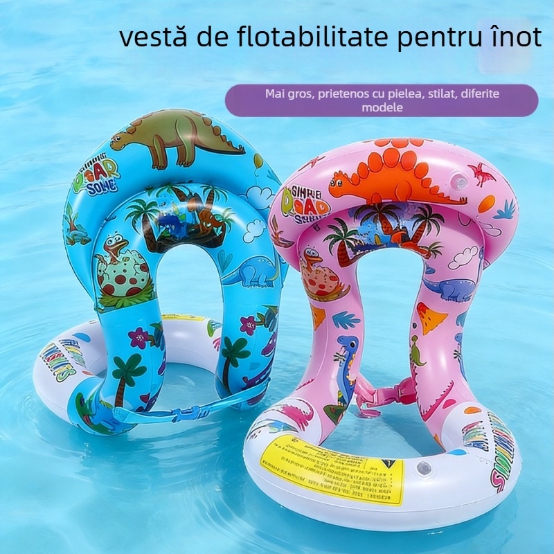 Inel gonflabil pentru copii pentru plajă — PVC ecologic, grosime PVC 20, model desen animat, umflare manuală