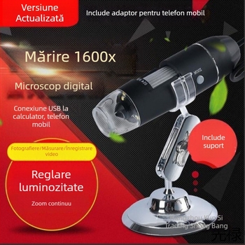 Microscop USB digital cu mărire 1600x pentru examinarea pielii și a foliculilor de păr — Compatibil cu telefoanele, imagini de înaltă definiție
