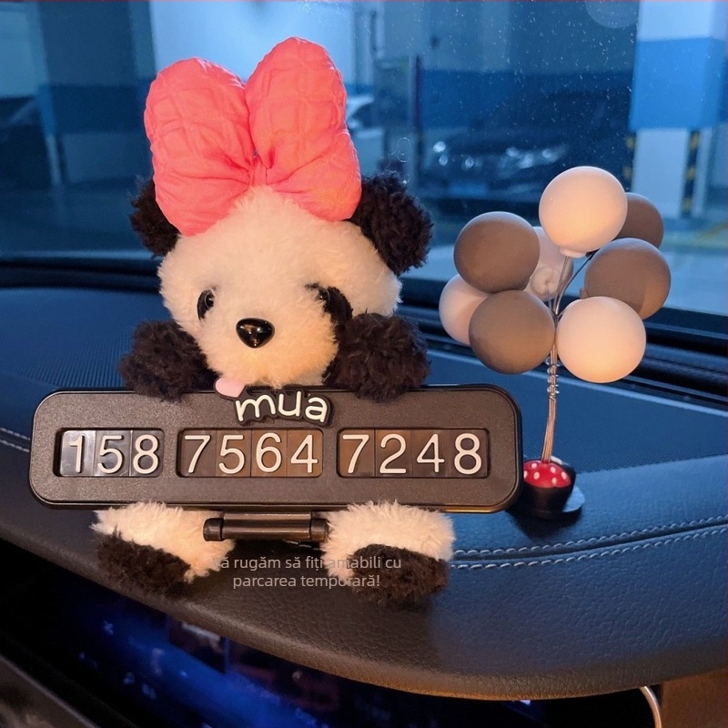 Plăcuță Panda cu număr de telefon pentru mutarea mașinii – ornament de parcare temporar, plastic pentru interior
