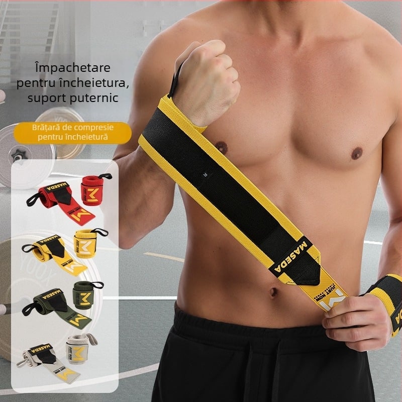 Brățară de protecție a încheieturii – Universală; Materiale: poliester/fibră nylon/latex natural; Potrivită pentru haltere, alergare, fitness și împins la bancă; Personalizabil