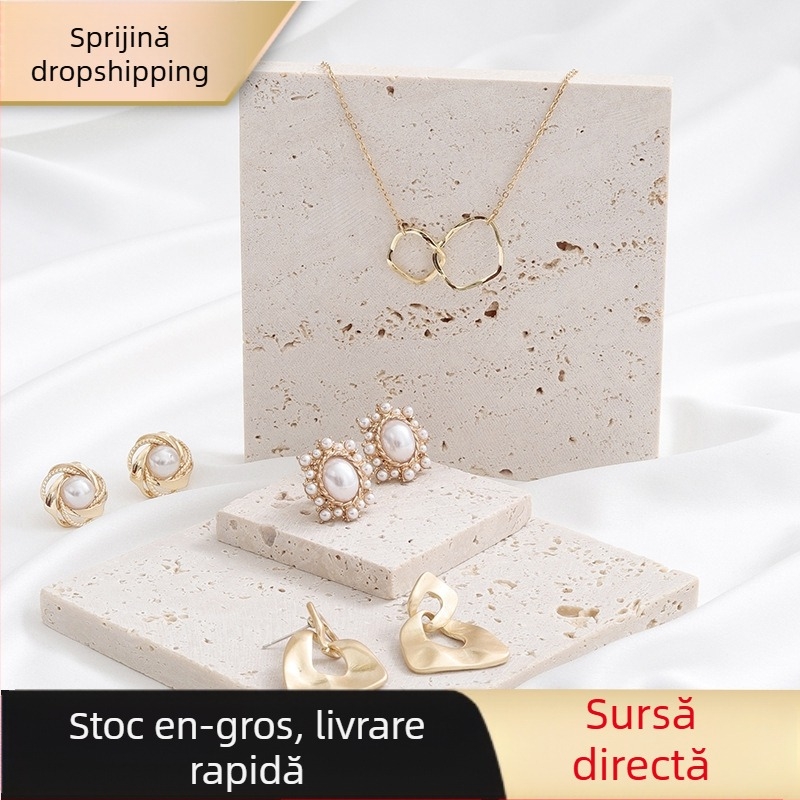 Fundal de pânză pentru fotografierea produselor cu bloc de piatră de peșteră și placă de marmură naturală, pentru cercei și coliere (Timp de lansare pe piață: 2022; Sursă: Spot; Tip: Pânză de fundal; Scenarii: Fotografierea produselor; Material: Piatră de 