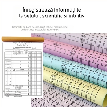 Tabelă de scor cu card de înlocuire și tablă tactică pentru baschet, fotbal, badminton și tenis de masă; pe hârtie, 500 de coli, imprimare logo, personalizare