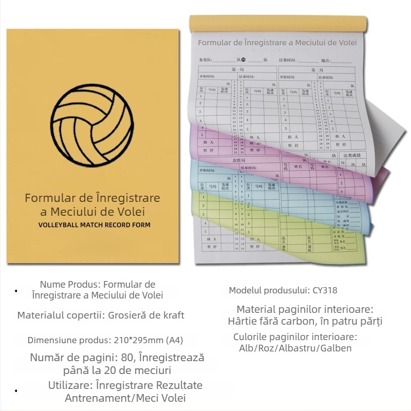 Tabelă de scor cu card de înlocuire și tablă tactică pentru baschet, fotbal, badminton și tenis de masă; pe hârtie, 500 de coli, imprimare logo, personalizare