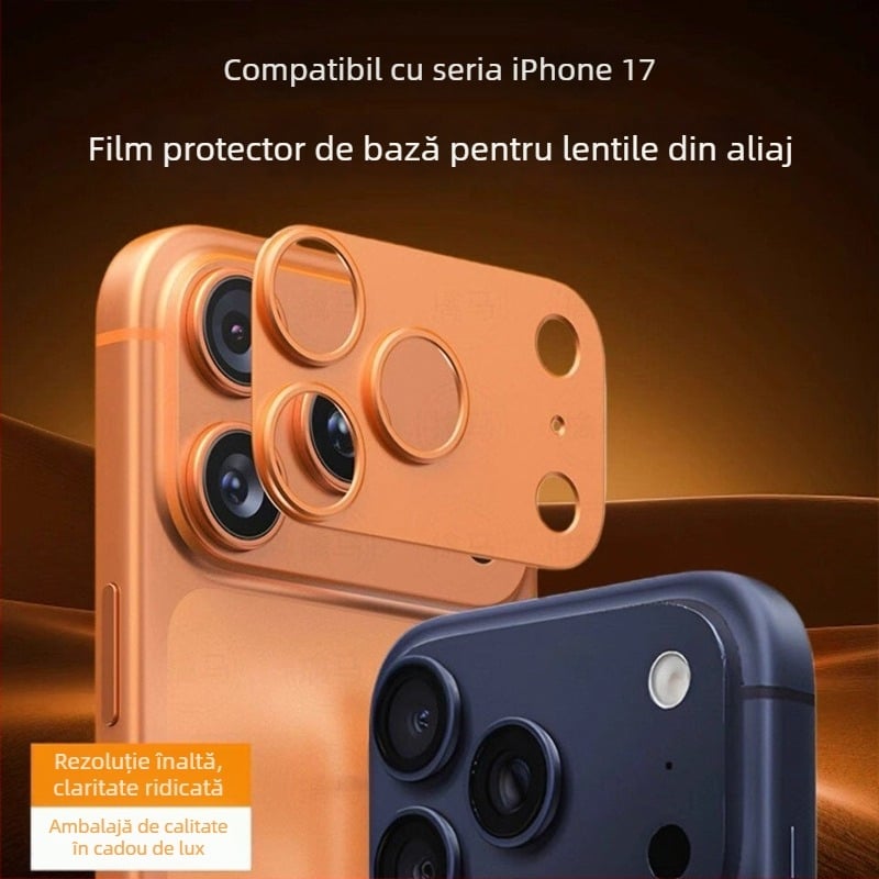 Film PET pentru lentila camerei iPhone 17 Pro Max – protecție spate, înaltă definiție, rezistent la șocuri, la căderi