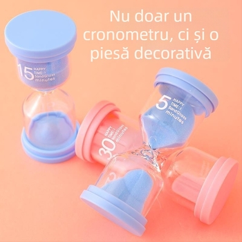 Clepsidră în formă de macaron, sticlă, realizată manual, stil modern minimalist