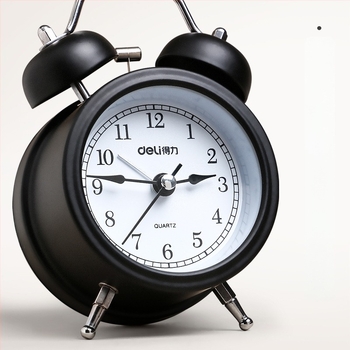 Ceas deșteptător Deli 9024: mâini luminoase, funcționare silențioasă; afișaj analog cu cifre, mișcare mecanică, alimentare cu baterie