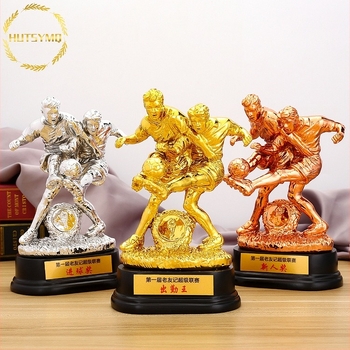 Trofeu de fotbal din rășină cu placare aurie, imprimare logo disponibilă, greutate netă 900 g, marcă HUTSYMQ