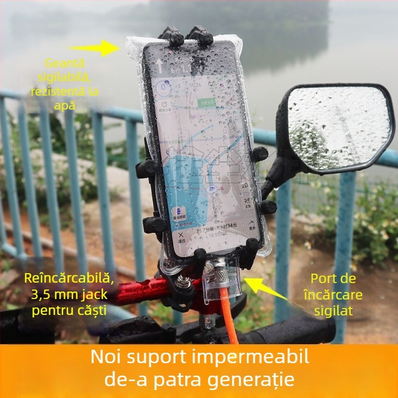 Geantă impermeabilă pentru telefon din PVC, cu funcție de încărcare, compatibilă cu ecranul tactil și cu suport, potrivită pentru utilizare în aer liber și ciclism