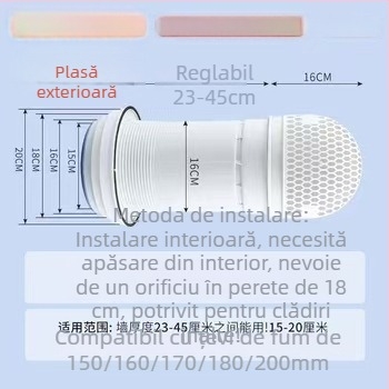 Eastern PP supapă de control prin perete cu capac de ploaie pentru hota de bucătărie exterioră, model 048, stil modern minimalist