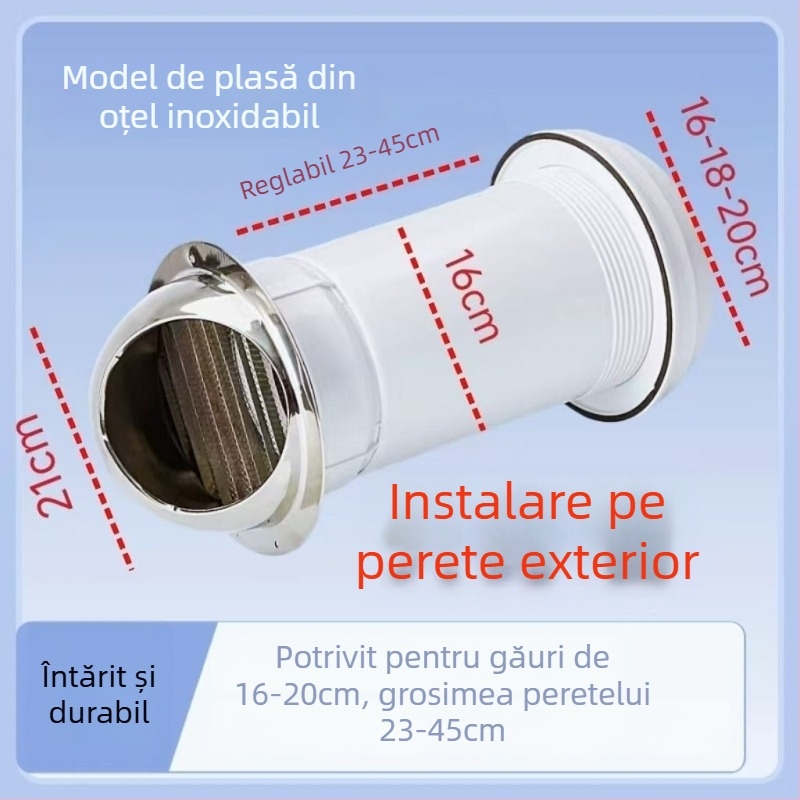 Eastern PP supapă de control prin perete cu capac de ploaie pentru hota de bucătărie exterioră, model 048, stil modern minimalist