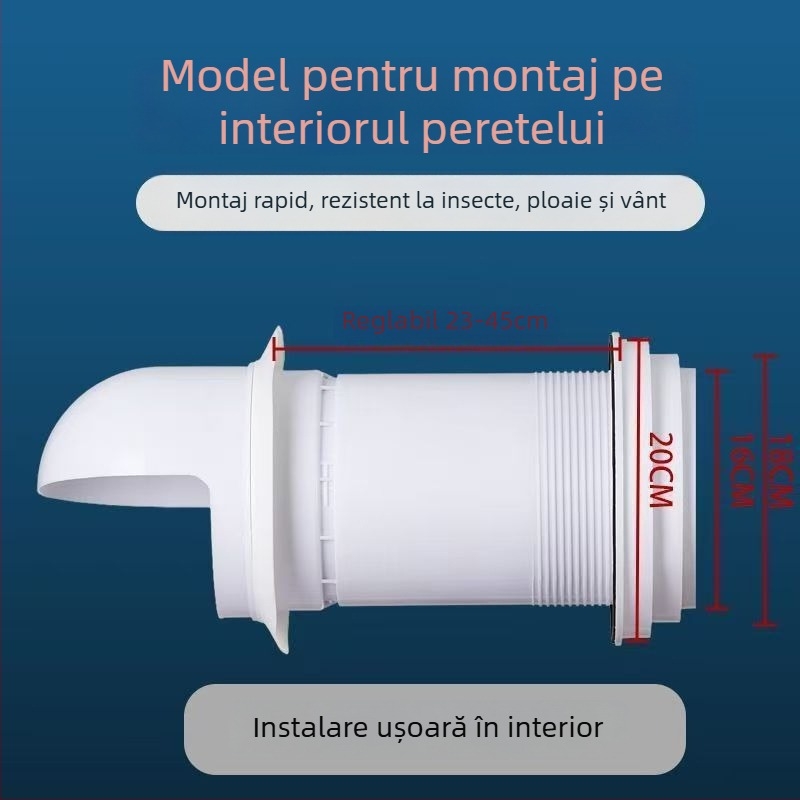 Eastern PP supapă de control prin perete cu capac de ploaie pentru hota de bucătărie exterioră, model 048, stil modern minimalist