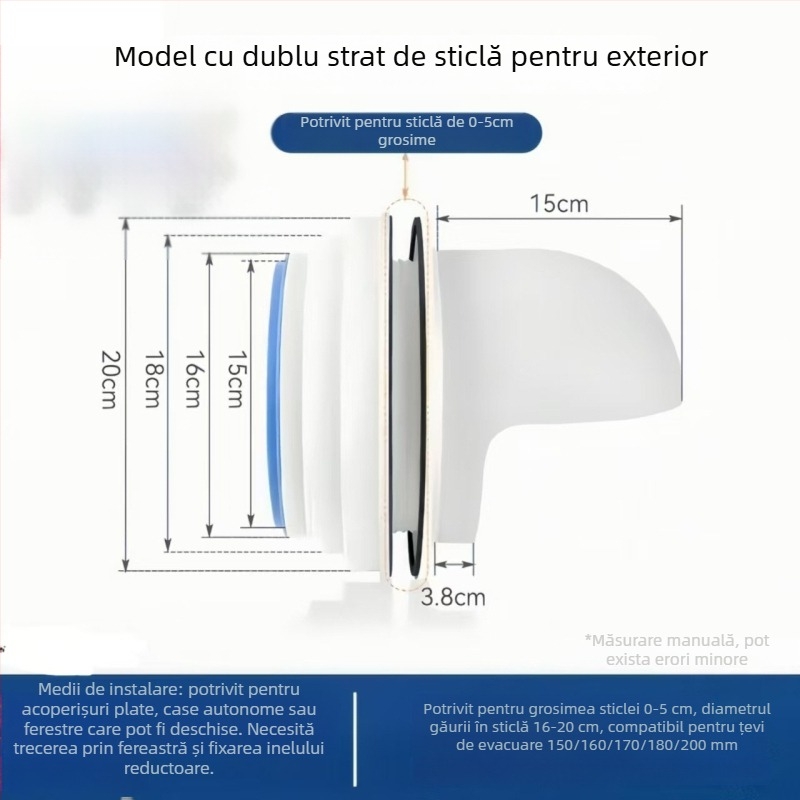 Eastern PP supapă de control prin perete cu capac de ploaie pentru hota de bucătărie exterioră, model 048, stil modern minimalist