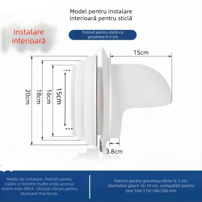 Eastern PP supapă de control prin perete cu capac de ploaie pentru hota de bucătărie exterioră, model 048, stil modern minimalist