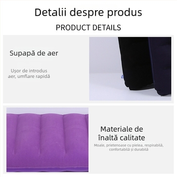 Pernă gonflabilă PVC cu textură flocked, grosime 0,17 mm, greutate 80 g