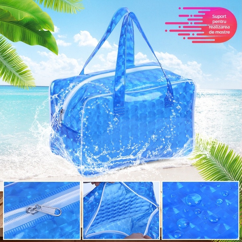 Geantă de înot cu separare umedă/uscată — geantă impermeabilă pentru exterior, material plastic, căptușeală din nylon, pentru sporturi în aer liber