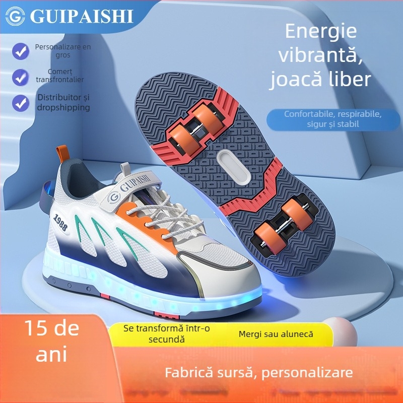 Pantofi cu role pentru copii, roți PU, unisex, sistem patru roți