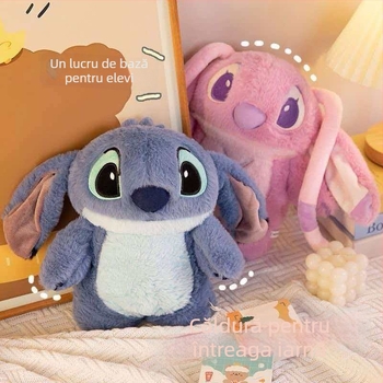 Sticlă de apă caldă din pluș cu design Stitch pentru cămin (Material: flanel; Metodă de încălzire: umplere cu apă; Greutate netă: 250 g; Brand privat autorizat: Da; Personalizare disponibilă)