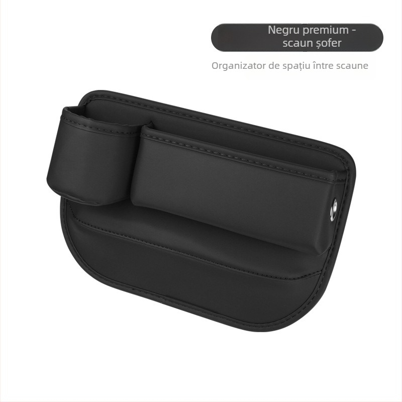 Cutie de depozitare pentru spațiul dintre scaunele auto — piele, impermeabilă, cu role, izolație și mâner