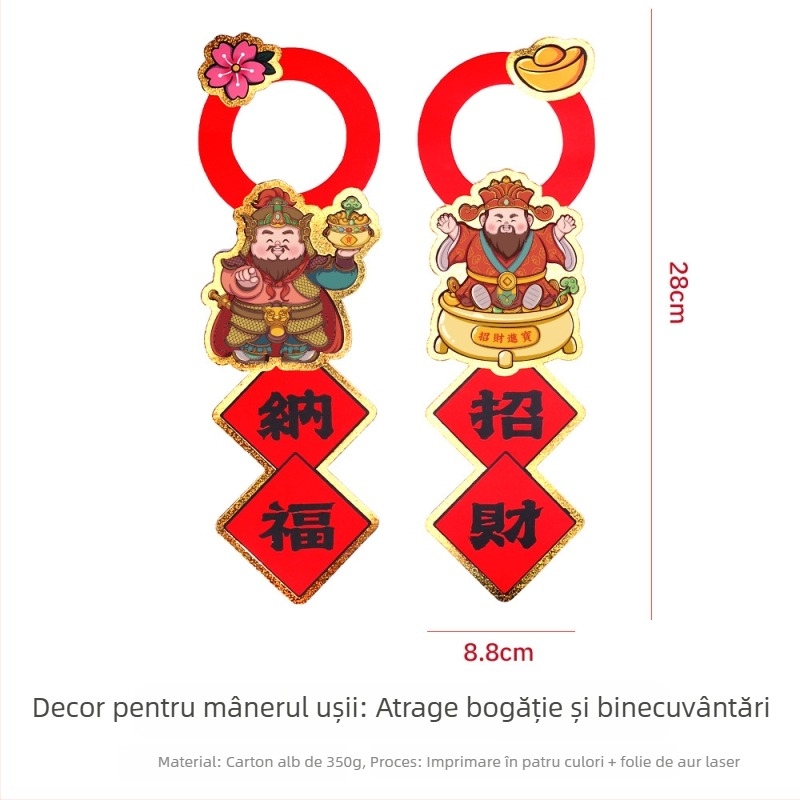 Autocolant de ușă din hârtie, 3D cu caracter norocos, Anul Calului, stil chinezesc, imprimare, decor pentru ușă de Anul Nou