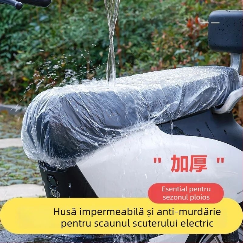 Protecție universală a șezutului pentru vehicule electrice – husă de șezut din plastic transparent, impermeabilă și rezistentă la praf, stil simplu