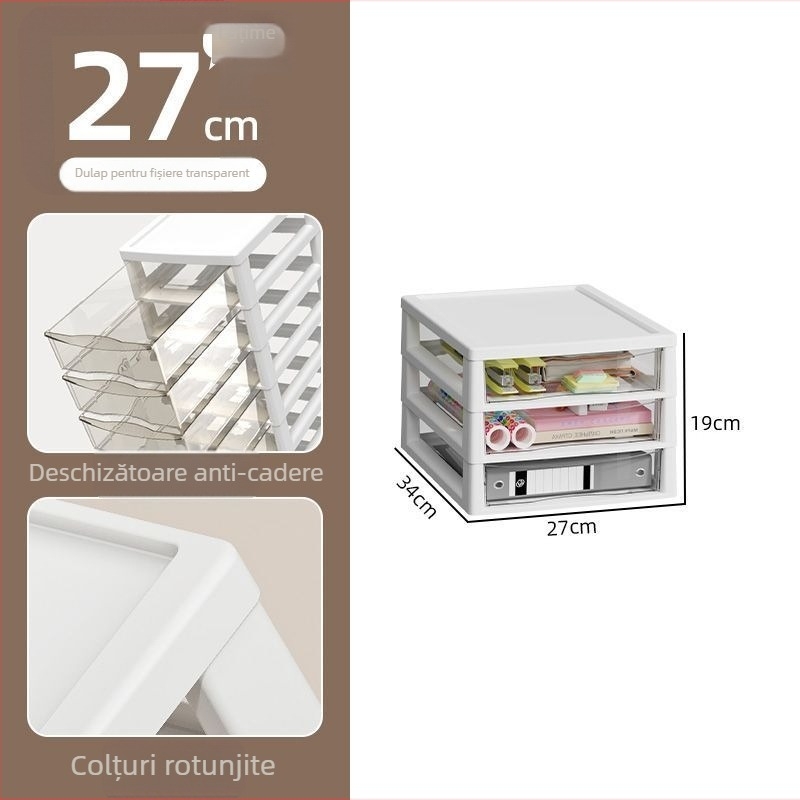 Dulap de depozitare sub birou cu raft transparent, arhivă de 10 etaje, model 8671, plastic