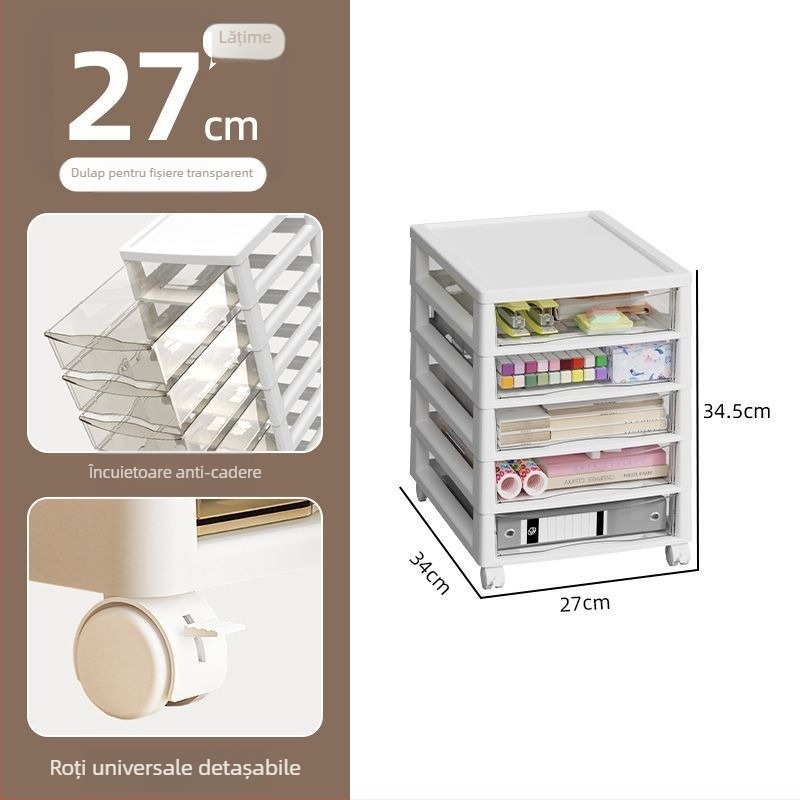 Dulap de depozitare sub birou cu raft transparent, arhivă de 10 etaje, model 8671, plastic