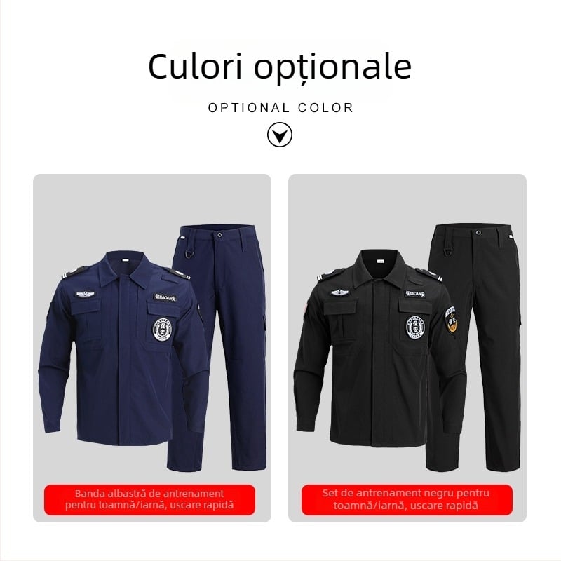 Set uniformă securitate albastru, uscare rapidă pentru iarnă, mâneci lungi