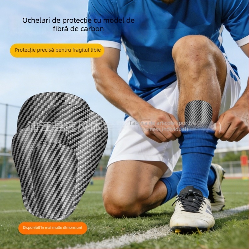 Protecții tibie cu model fibră de carbon, din plastic, HTB46, Naili, pentru fotbal