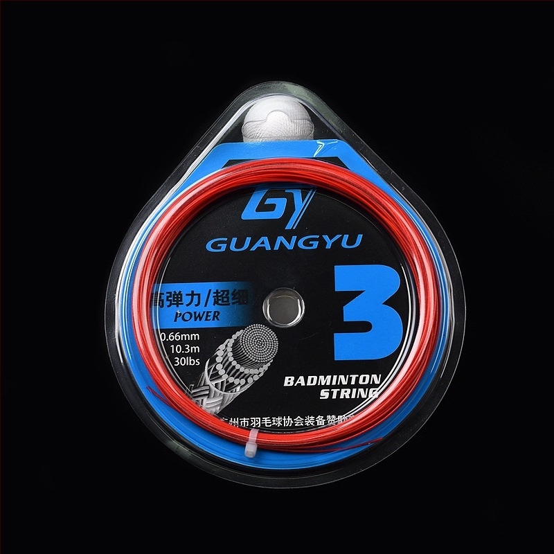 Șnur badminton Guangyu — rășină de înaltă elasticitate și fire de nylon de înaltă rezistență; marcă Guangyu; categorie: șnur pentru rachetă; potrivit pentru badminton
