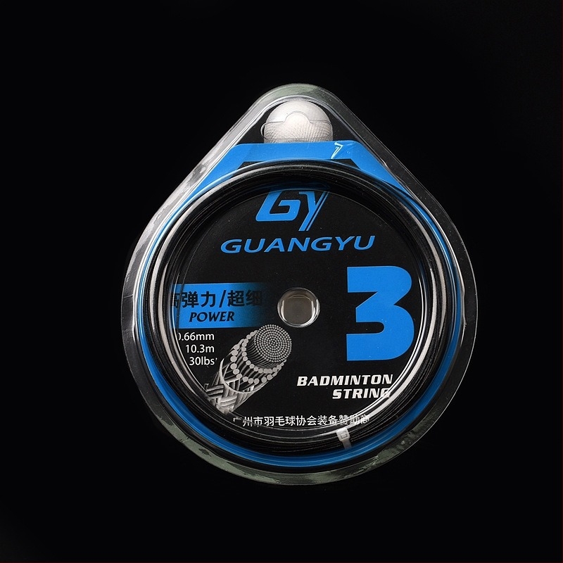 Șnur badminton Guangyu — rășină de înaltă elasticitate și fire de nylon de înaltă rezistență; marcă Guangyu; categorie: șnur pentru rachetă; potrivit pentru badminton
