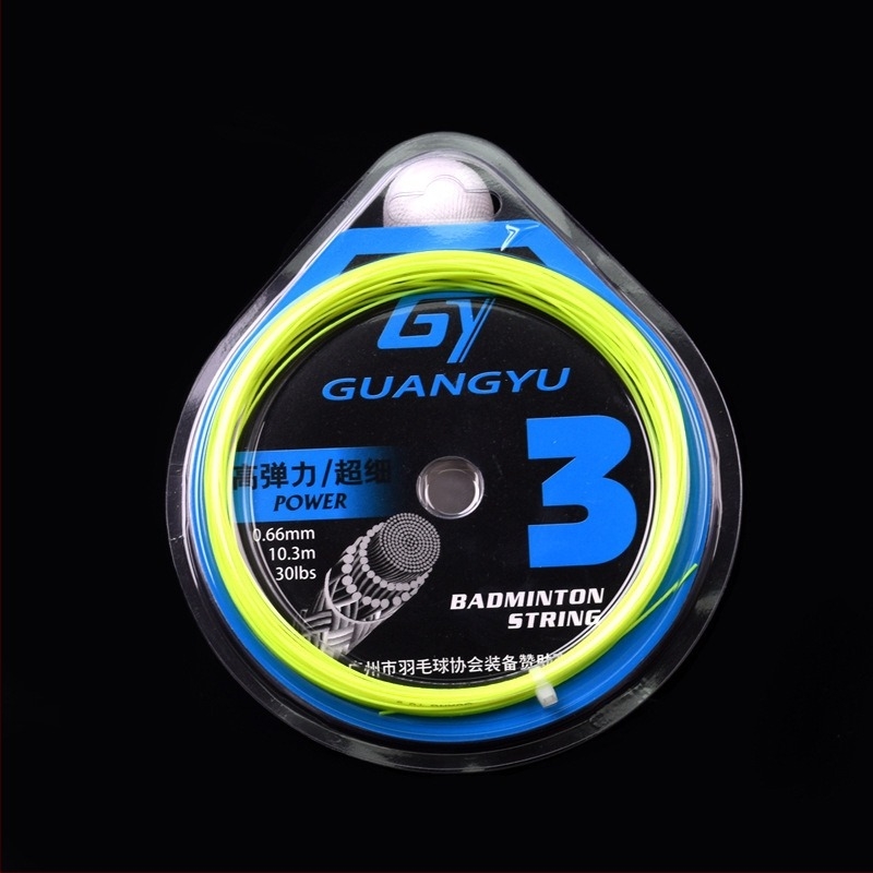 Șnur badminton Guangyu — rășină de înaltă elasticitate și fire de nylon de înaltă rezistență; marcă Guangyu; categorie: șnur pentru rachetă; potrivit pentru badminton