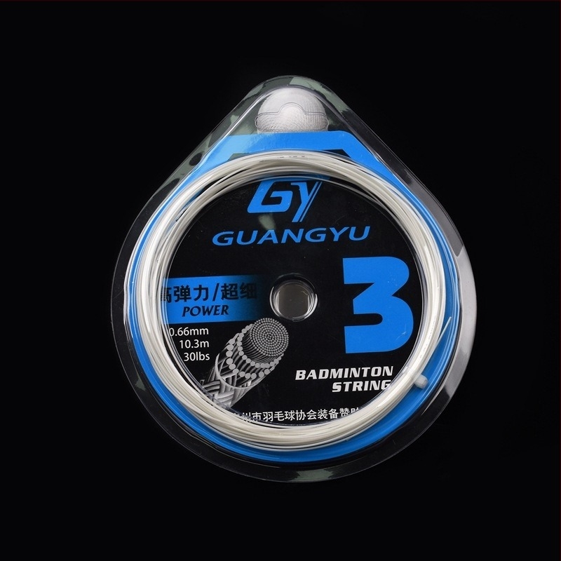Șnur badminton Guangyu — rășină de înaltă elasticitate și fire de nylon de înaltă rezistență; marcă Guangyu; categorie: șnur pentru rachetă; potrivit pentru badminton